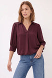 Half Sleeve Hi-lo Bubble Hem Blouse