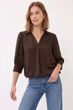 Half Sleeve Hi-lo Bubble Hem Blouse