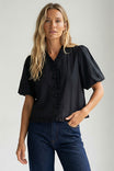 Ruffle Detail Bubble Sleeve Top
