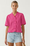 Ruffle Detail Bubble Sleeve Top