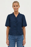 Ruffle Detail Bubble Sleeve Top