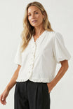 Ruffle Detail Bubble Sleeve Top