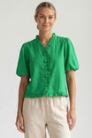Ruffle Detail Bubble Sleeve Top