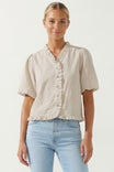 Ruffle Detail Bubble Sleeve Top