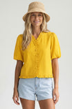 Ruffle Detail Bubble Sleeve Top