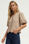 Ruffle Detail Bubble Sleeve Top