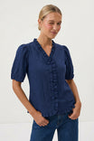 Ruffle Detail Bubble Sleeve Top