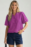 Ruffle Detail Bubble Sleeve Top