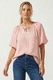 Draw String Detail Bubble Sleeve Blouse