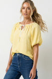Draw String Detail Bubble Sleeve Blouse