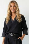 Contrast Stitch Detail Popover Blouse