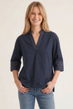 Contrast Stitch Detail Popover Blouse