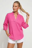 Contrast Stitch Detail Popover Blouse