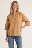 Contrast Stitch Detail Popover Blouse