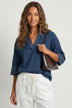 Contrast Stitch Detail Popover Blouse