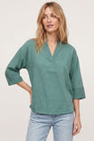 Contrast Stitch Detail Popover Blouse