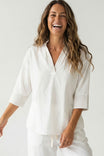 Contrast Stitch Detail Popover Blouse