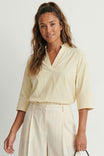 Contrast Stitch Detail Popover Blouse