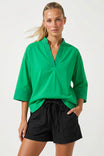 Contrast Stitch Detail Popover Blouse