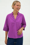 Contrast Stitch Detail Popover Blouse
