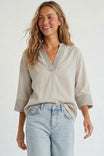 Contrast Stitch Detail Popover Blouse