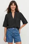 Bell Sleeve Blouse W/ Top Stitches