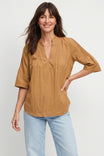 Bell Sleeve Blouse W/ Top Stitches