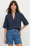 Bell Sleeve Blouse W/ Top Stitches