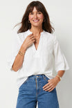 Bell Sleeve Blouse W/ Top Stitches
