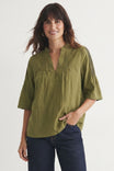 Bell Sleeve Blouse W/ Top Stitches