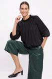 Round Neckline Accent Billowy Blouse