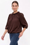 Round Neckline Accent Billowy Blouse