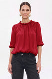 Round Neckline Accent Billowy Blouse