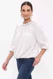 Round Neckline Accent Billowy Blouse
