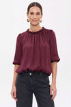 Round Neckline Accent Billowy Blouse