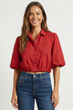 3/4 Sleeve Cropped Button Up Blouse