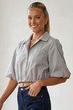3/4 Sleeve Cropped Button Up Blouse
