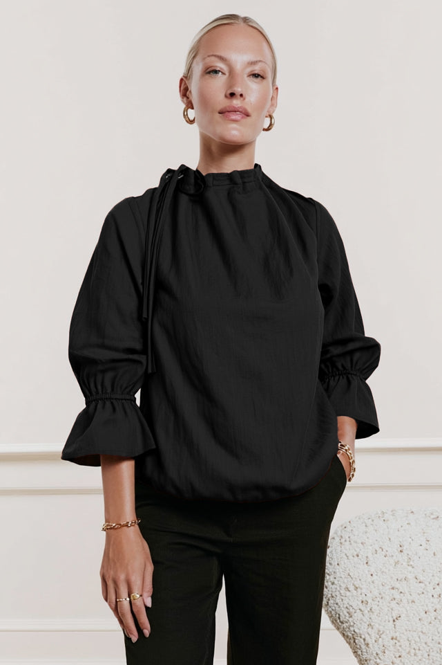 3/4 Sleeve Cinched Mock Neck Blouse – Naked Zebra Wholesale