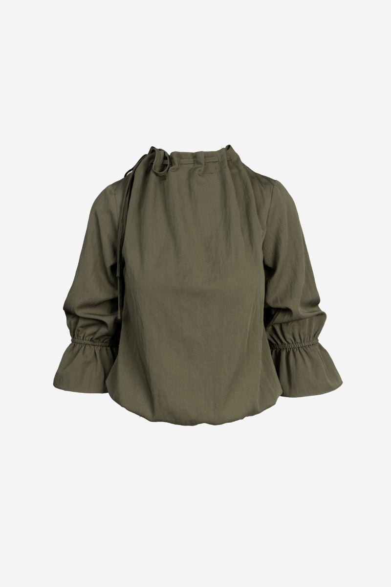 3/4 Sleeve Cinched Mock Neck Blouse – Naked Zebra Wholesale