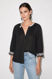 Abstract Applique Popover Blouse
