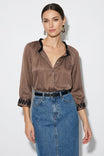 Abstract Applique Popover Blouse