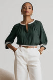 Abstract Applique Popover Blouse
