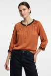 Abstract Applique Popover Blouse