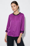 Abstract Applique Popover Blouse