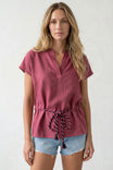 Linen Rope Tie Waist Blouse