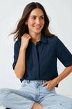 Contrast Stitch Button Detail Linen Shirt