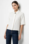 Contrast Stitch Button Detail Linen Shirt