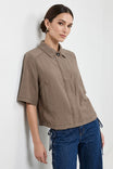 Contrast Stitch Button Detail Linen Shirt