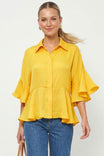 3/4 Flutter Sleeve Peplum Blouse