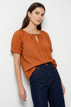Keyhole Tie Neck Short Sleeve Blouse